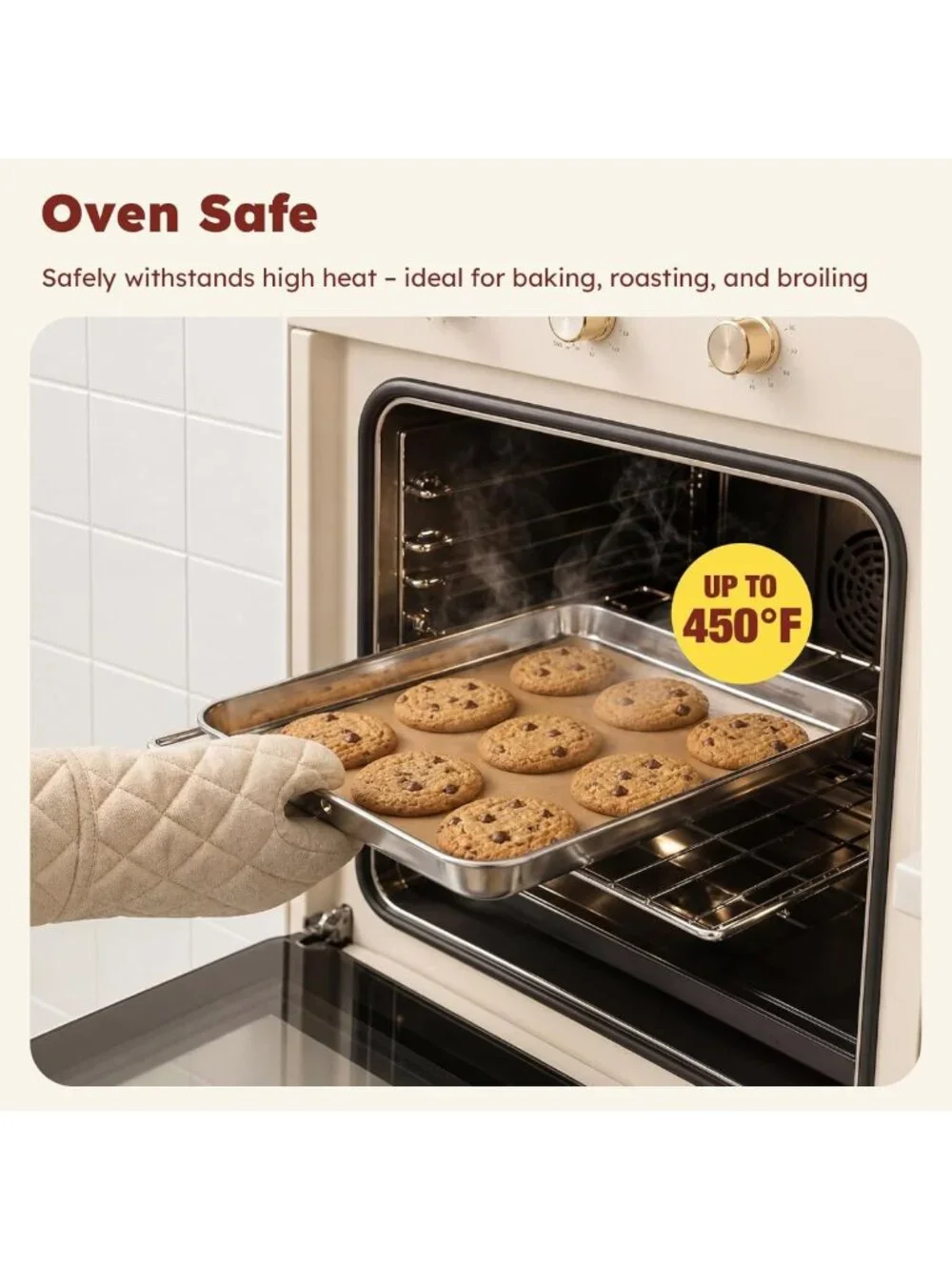 Stainless Steel Baking Sheet Set of 3 - Non-Stick Cookie Sheets for Easy Baking